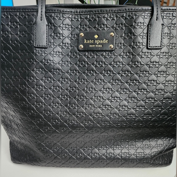 Kate Spade Embossed Black Leather Large Bag Tote  - Picture 5 of 15